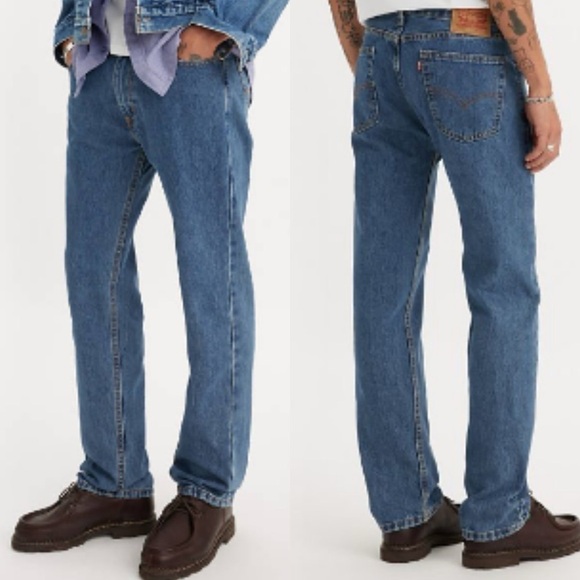 Levi's Mens 505 Straight Leg Regular Fit Jeans, Medium Stonewash, Size 34W/30L - Picture 1 of 12
